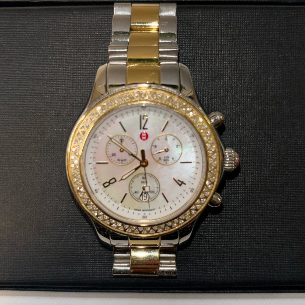 EUC Michele Watch two tone (Silver and Gold) w diamonds